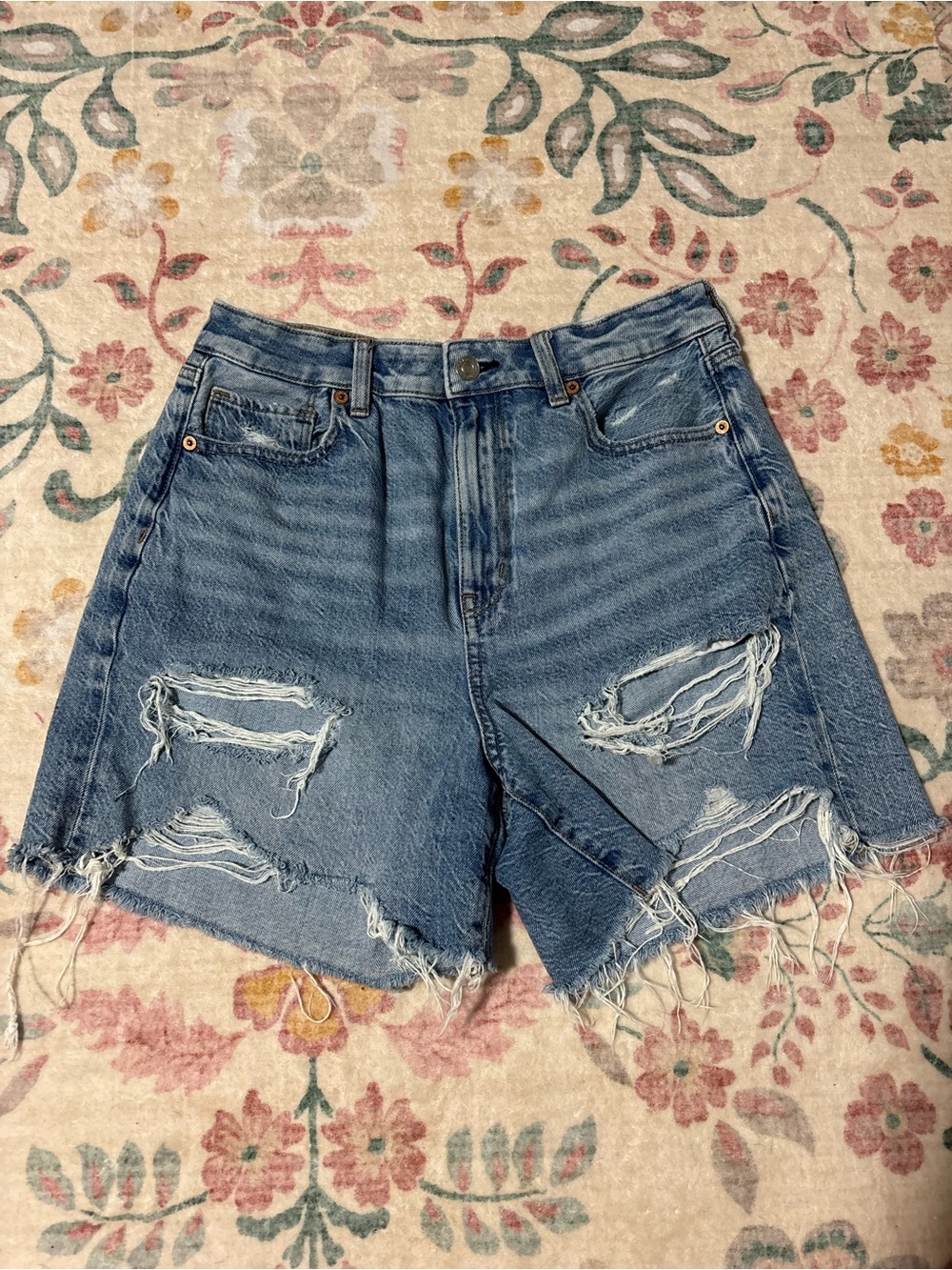 American Eagle Outfitters Distressed Blue Denim Shorts